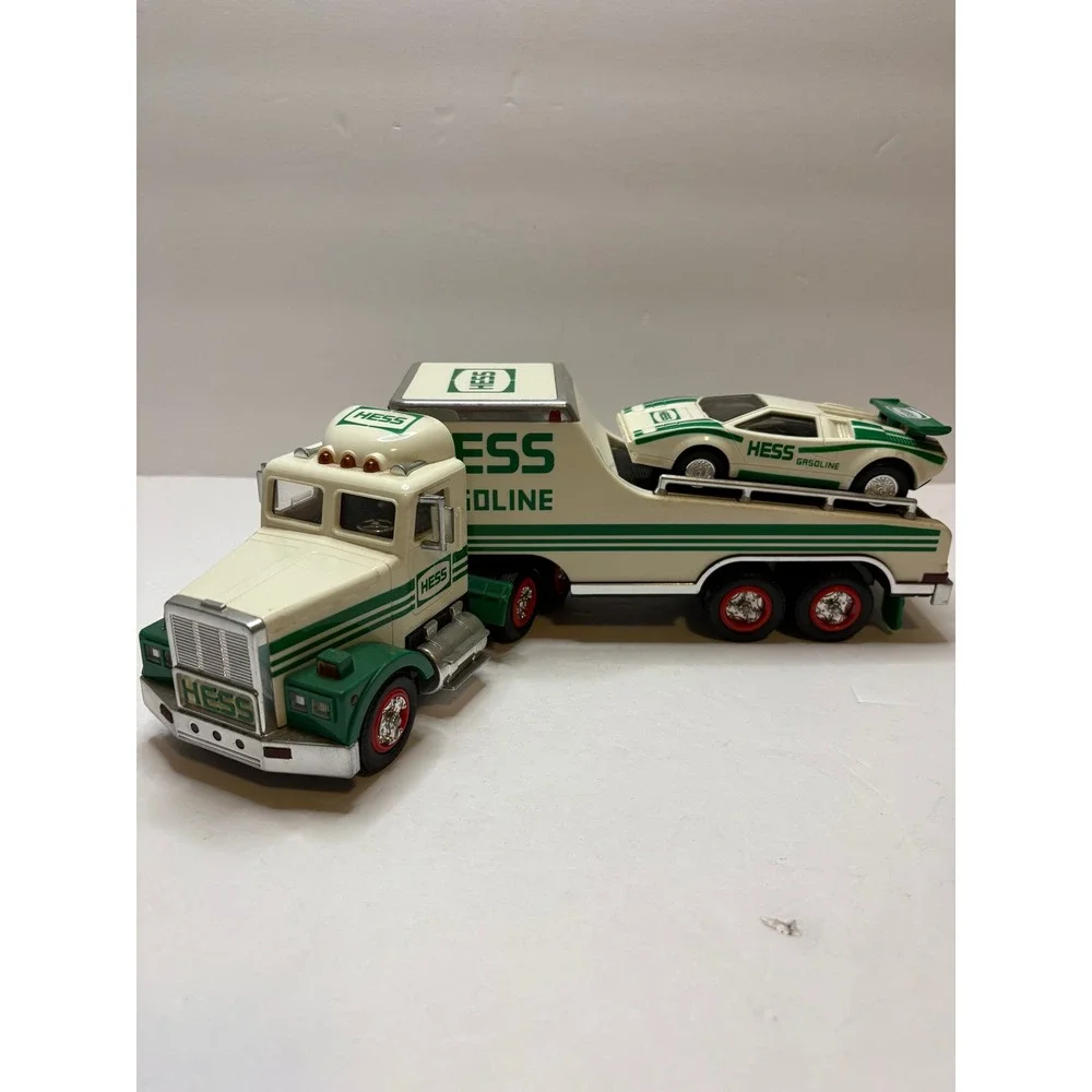 1991 Hess Toy Truck and Racer‎ Gasoline Semi Trailer with Working Lights Vintage